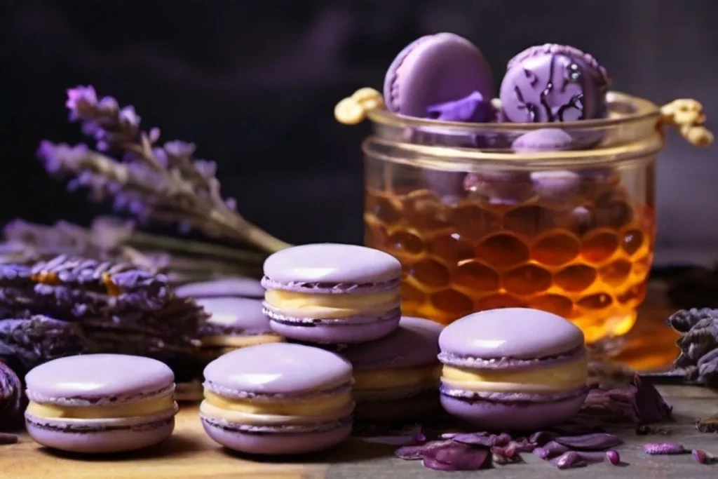 Lavender Honey with Purple Macaron Shells